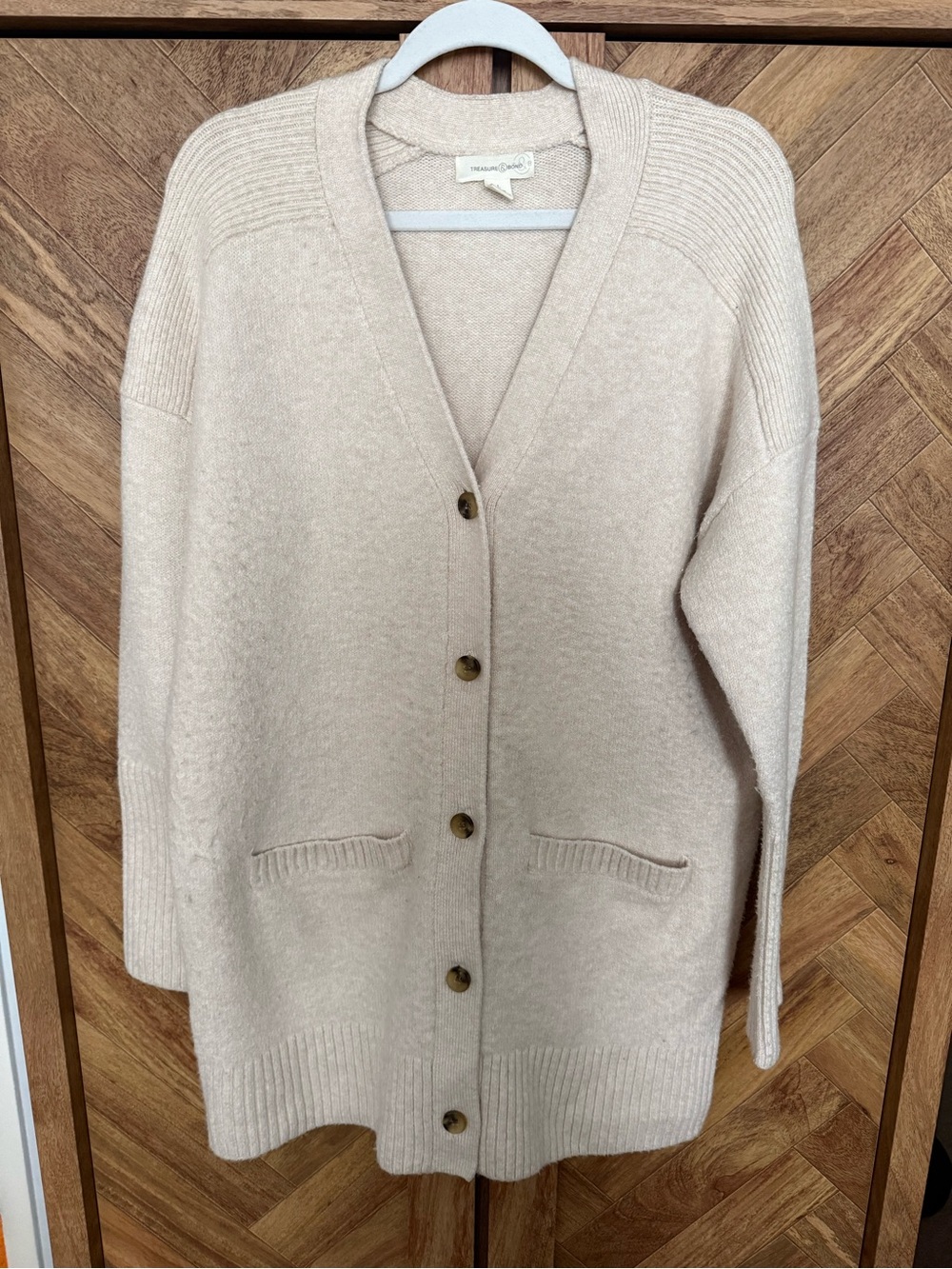 Treasure & Bond Cream Knit Button-Front Cardigan
